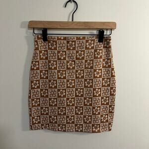 Vintage Floral Mini Skirt Mid Century Style Size XS